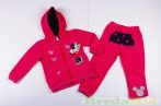   Disney Minnie Bolyhos Szabadidő (Pöttyös kapucnis, Világosszürke, Rózsa, Pink)(74cm, 80cm, 104cm)