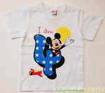   Disney Mickey Szülinapos Rövid Ujjú Póló (110cm, 4 év, Fehér) UTOLSÓ DARAB