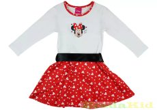 Disney Minnie Hosszú Ujjú Ruha (Dekorszallagos Szívecskés)(Fehér/Piros, Piros)(92-116cm)