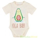   Unisex Avokádo Mintás Rövid Ujjú Body (Yoga Baby)(Rózsa, Natúr, Zöld)(56-98cm)