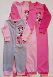 Disney Minnie Bolyhos Overál Pizsama (Szürke, Rózsaszín, Pink)(80cm, 86cm, 116cm, 122cm)