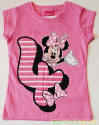 Disney Minnie Szülinapos Rövid Ujjú Póló (110cm, 4 év, Pink) UTOLSÓ DARAB