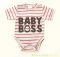 Unisex Feliratos Dupla Patentos Rövid Ujjú Body (Baby Boss)(Drapp, Szürke/Piros)(50-104cm)