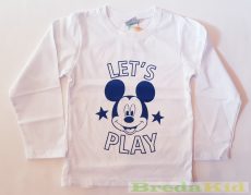 Disney Mickey Bébi Hosszú Ujjú Póló (Fehér, Kék)(Let's Play)(68-86cm)
