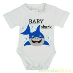 Unisex Feliratos Rövid Ujjú Body (Baby Shark)(56-104cm)