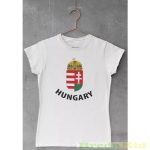   Női Hungary Mintás Rövid Ujjú Póló (Fehér, Piros)(S-XXL)