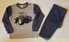 Fiú Bébi Traktor Mintás Pizsama (86cm, 1-1,5 év, Szürke/Kék) UTOLSÓ DARAB