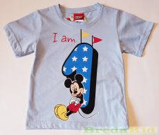 Disney Mickey Bébi Szülinapos Rövid Ujjú Póló (86cm, 1-1,5 év, Kék) UTOLSÓ DARAB