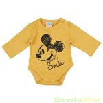   Disney Mickey Bébi Hosszú Ujjú Body (Smile)(Sárga, szürke, fehér)(50-92cm)