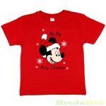   Disney Mickey Rövid Ujjú Póló (Karácsonyi)(Big Boy Piros, Zöld)(86/92-158/164cm)