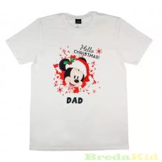 Disney Mickey Férfi Rövid Ujjú Póló (Hello Christmas)(Dad)(Karácsonyi)(M, L, XXL)