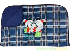 Disney Minnie & Mickey Unisex Wellsoft Béléses Pamut Takaró (70X90cm)(Kockás, Egyszínű Sötétkék)(Karácsony)