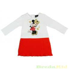 Disney Minnie Hosszú Ujjú Ruha Pliszírozott Muszlinnal (Fehér/Piros, Piros)(74-116cm)