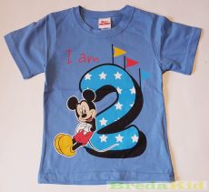Disney Mickey Szülinapos Rövid Ujjú Póló (92cm, 98cm, Kék)