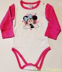   Disney Minnie Bébi Hosszú Ujjú Body (86cm, 1-1,5 év, Fehér/Pink)(Virágos) UTOLSÓ DARAB